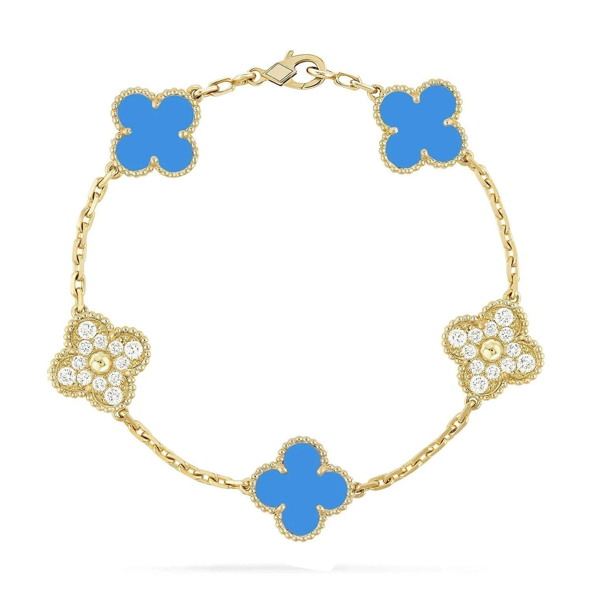 [Loran]LUCKY CLOVER 5-MOTIF BRACELET - BLUE AGATE COLLECTION