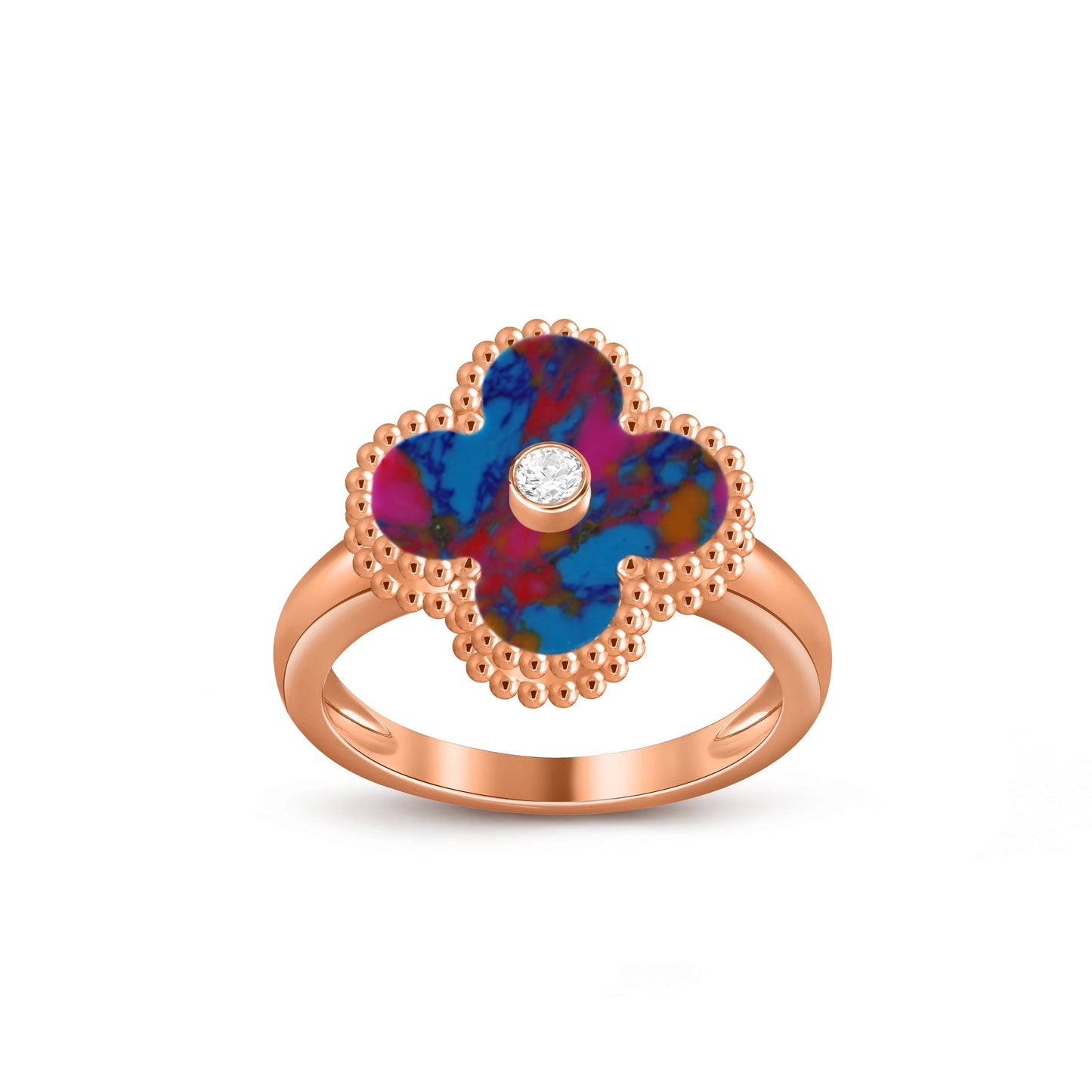[Loran]LUCKY CLOVER DIAMOND-ACCENT ROSE GOLD RING COLLECTION