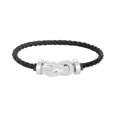 [Loran]LARGE 8-FIGURE BUCKLE BRACELET - WHITE GOLD