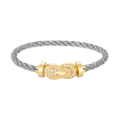 [Loran]LARGE 8-FIGURE BUCKLE HALF DIAMOND BRACELET - GOLD