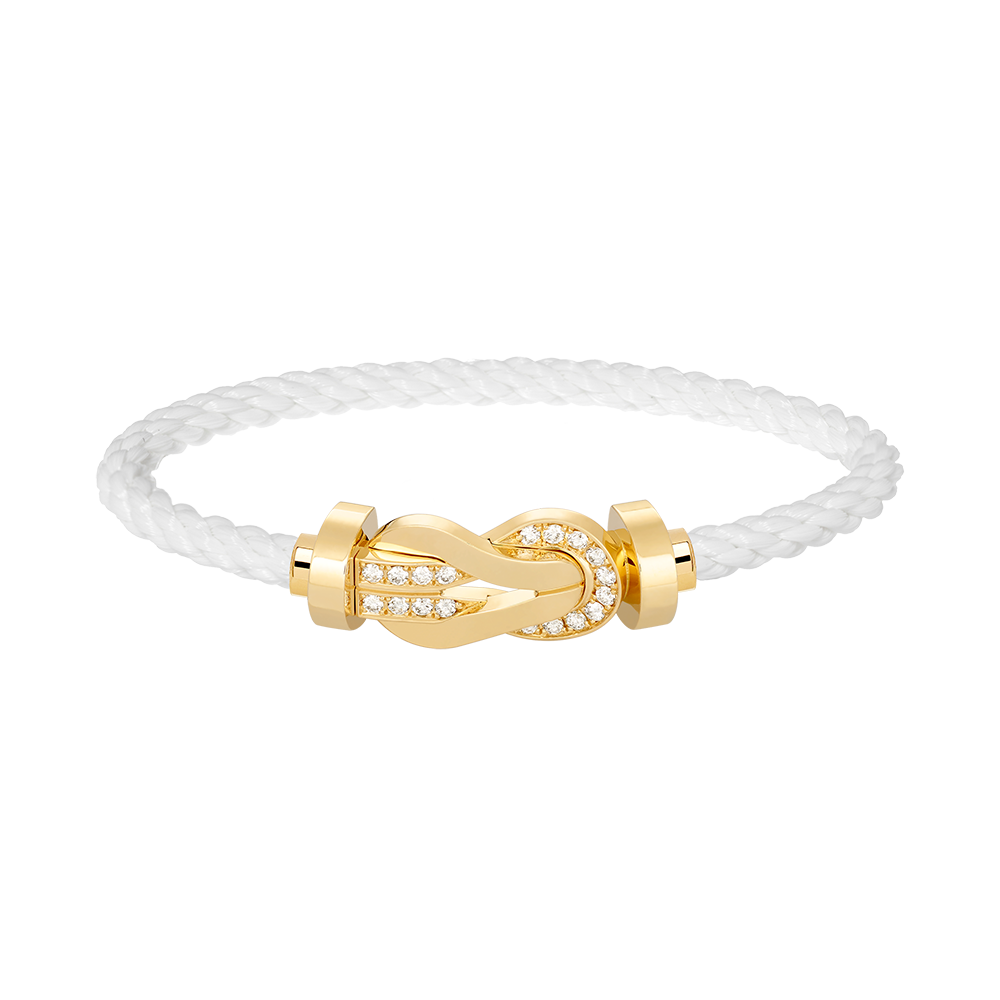 [Loran]LARGE 8-FIGURE BUCKLE HALF DIAMOND BRACELET - GOLD