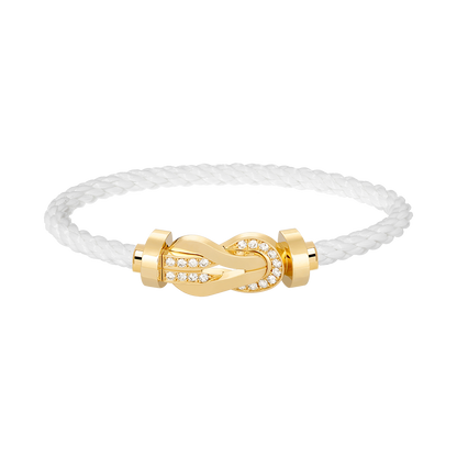 [Loran]LARGE 8-FIGURE BUCKLE HALF DIAMOND BRACELET - GOLD