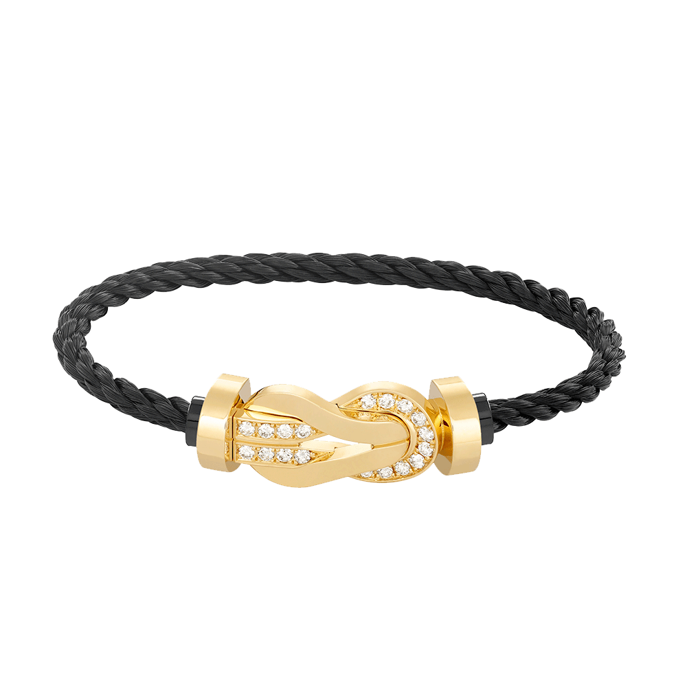 [Loran]LARGE 8-FIGURE BUCKLE HALF DIAMOND BRACELET - GOLD