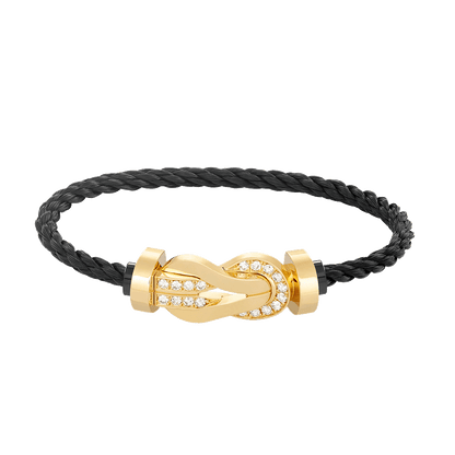 [Loran]LARGE 8-FIGURE BUCKLE HALF DIAMOND BRACELET - GOLD