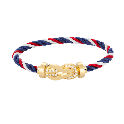 [Loran]LARGE 8-FIGURE BUCKLE HALF DIAMOND BRACELET - GOLD