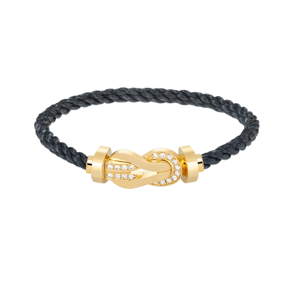 [Loran]LARGE 8-FIGURE BUCKLE HALF DIAMOND BRACELET - GOLD
