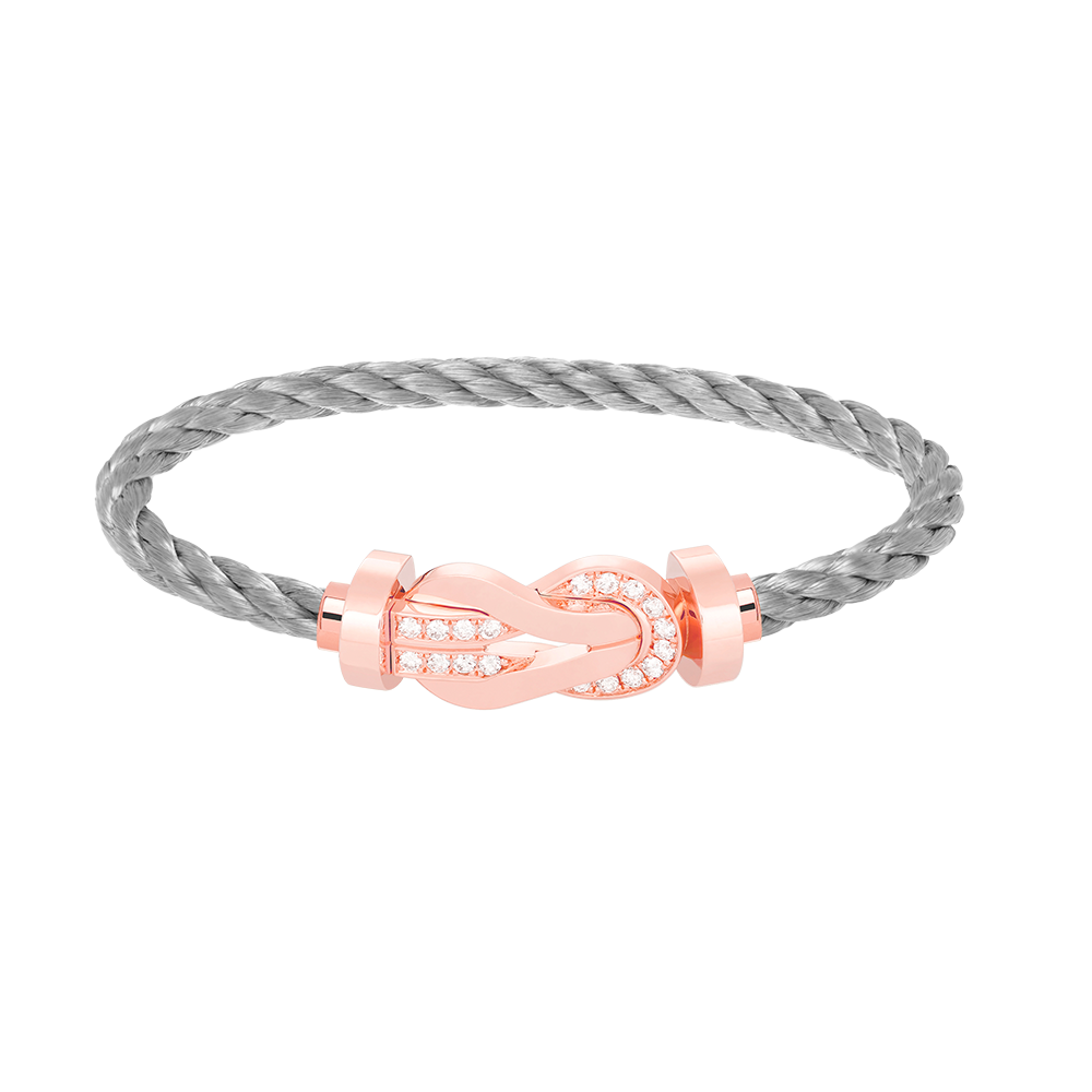 [Loran]LARGE 8-FIGURE BUCKLE HALF DIAMOND BRACELET - ROSE GOLD