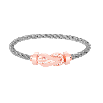 [Loran]LARGE 8-FIGURE BUCKLE HALF DIAMOND BRACELET - ROSE GOLD