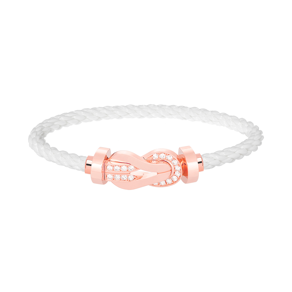 [Loran]LARGE 8-FIGURE BUCKLE HALF DIAMOND BRACELET - ROSE GOLD