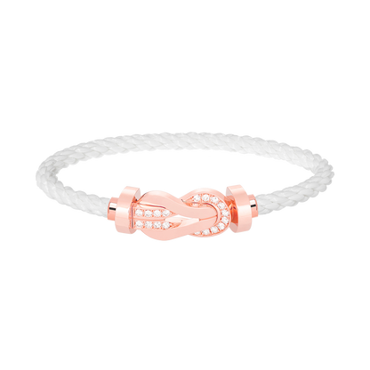 [Loran]LARGE 8-FIGURE BUCKLE HALF DIAMOND BRACELET - ROSE GOLD