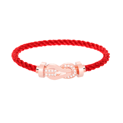 [Loran]LARGE 8-FIGURE BUCKLE HALF DIAMOND BRACELET - ROSE GOLD