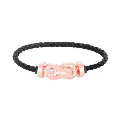 [Loran]LARGE 8-FIGURE BUCKLE HALF DIAMOND BRACELET - ROSE GOLD