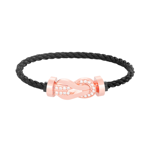 [Loran]LARGE 8-FIGURE BUCKLE HALF DIAMOND BRACELET - ROSE GOLD