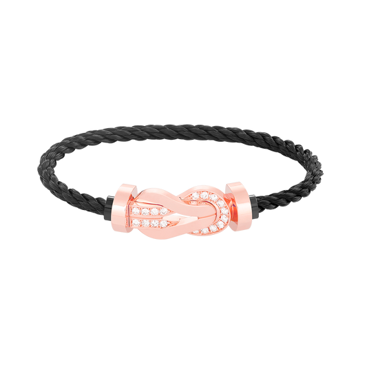 [Loran]LARGE 8-FIGURE BUCKLE HALF DIAMOND BRACELET - ROSE GOLD