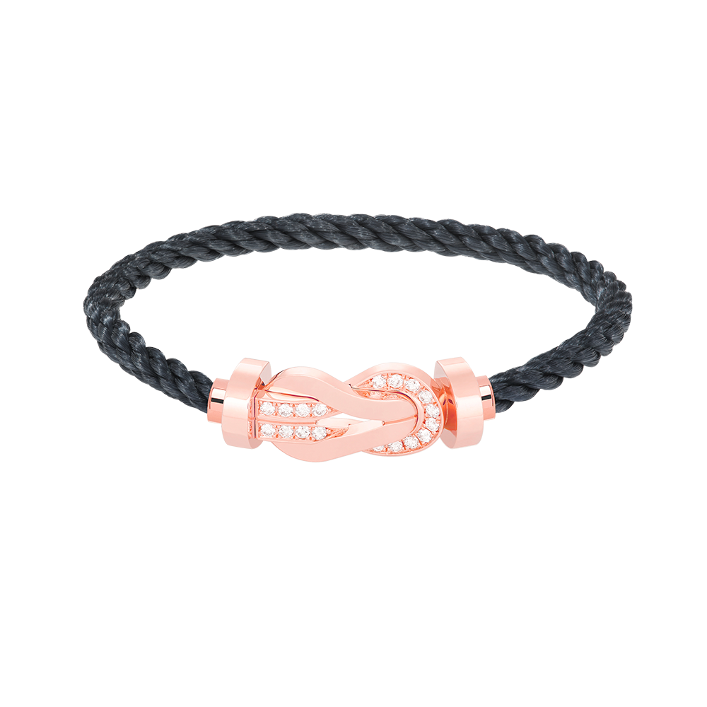[Loran]LARGE 8-FIGURE BUCKLE HALF DIAMOND BRACELET - ROSE GOLD