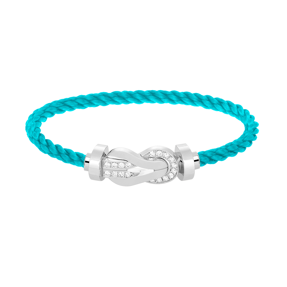 [Loran]LARGE 8-FIGURE BUCKLE HALF DIAMOND BRACELET - WHITE GOLD