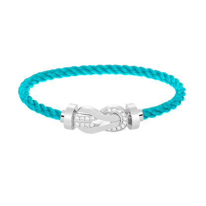 [Loran]LARGE 8-FIGURE BUCKLE HALF DIAMOND BRACELET - WHITE GOLD