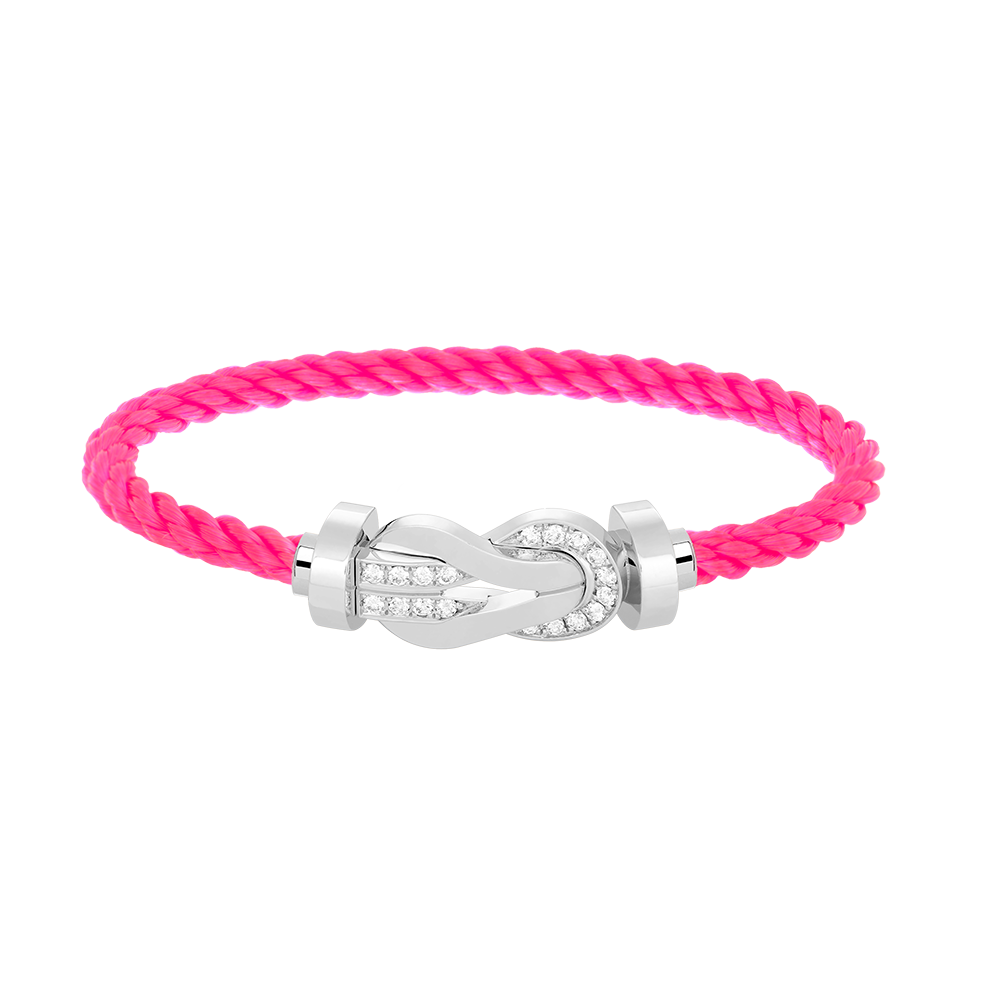 [Loran]LARGE 8-FIGURE BUCKLE HALF DIAMOND BRACELET - WHITE GOLD