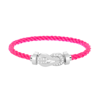 [Loran]LARGE 8-FIGURE BUCKLE HALF DIAMOND BRACELET - WHITE GOLD
