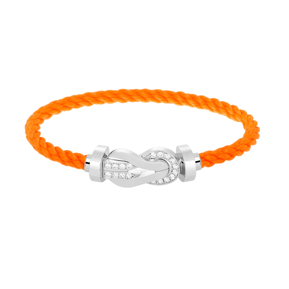 [Loran]LARGE 8-FIGURE BUCKLE HALF DIAMOND BRACELET - WHITE GOLD