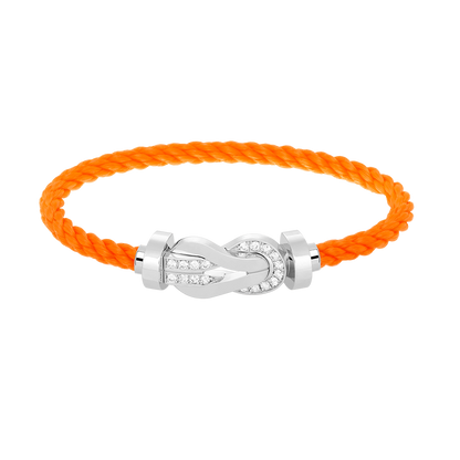 [Loran]LARGE 8-FIGURE BUCKLE HALF DIAMOND BRACELET - WHITE GOLD