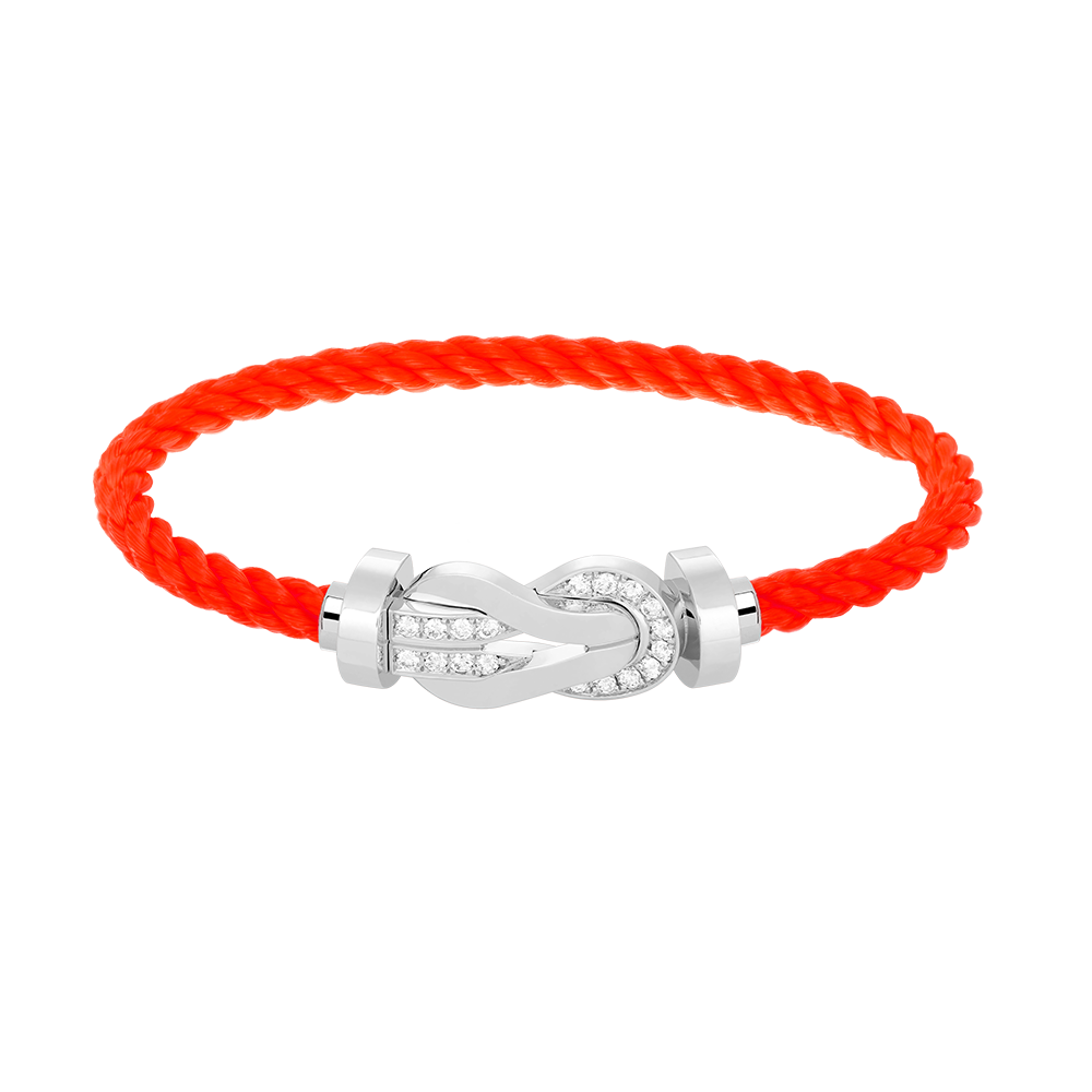 [Loran]LARGE 8-FIGURE BUCKLE HALF DIAMOND BRACELET - WHITE GOLD