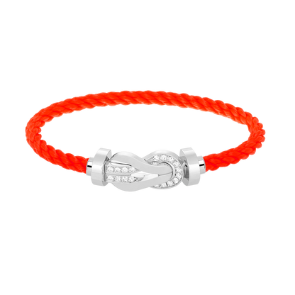 [Loran]LARGE 8-FIGURE BUCKLE HALF DIAMOND BRACELET - WHITE GOLD