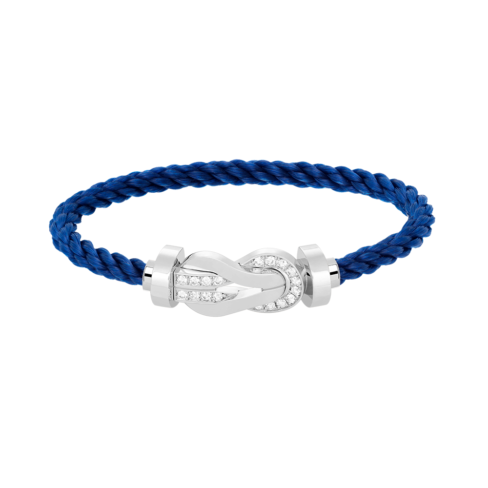 [Loran]LARGE 8-FIGURE BUCKLE HALF DIAMOND BRACELET - WHITE GOLD