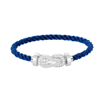 [Loran]LARGE 8-FIGURE BUCKLE HALF DIAMOND BRACELET - WHITE GOLD