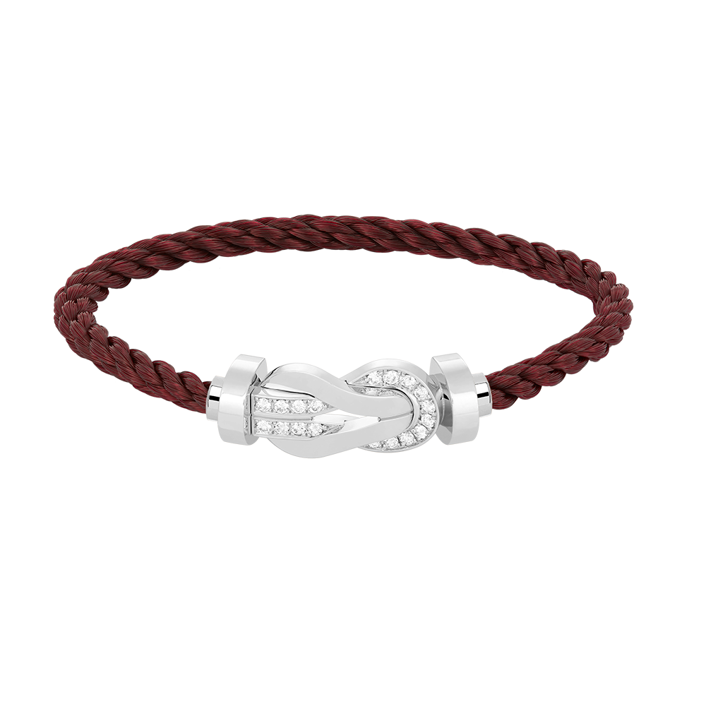 [Loran]LARGE 8-FIGURE BUCKLE HALF DIAMOND BRACELET - WHITE GOLD