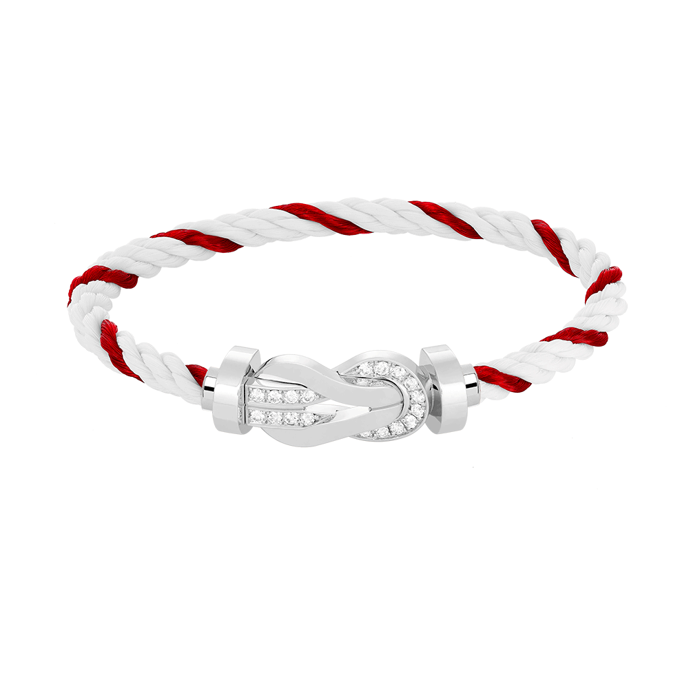 [Loran]LARGE 8-FIGURE BUCKLE HALF DIAMOND BRACELET - WHITE GOLD