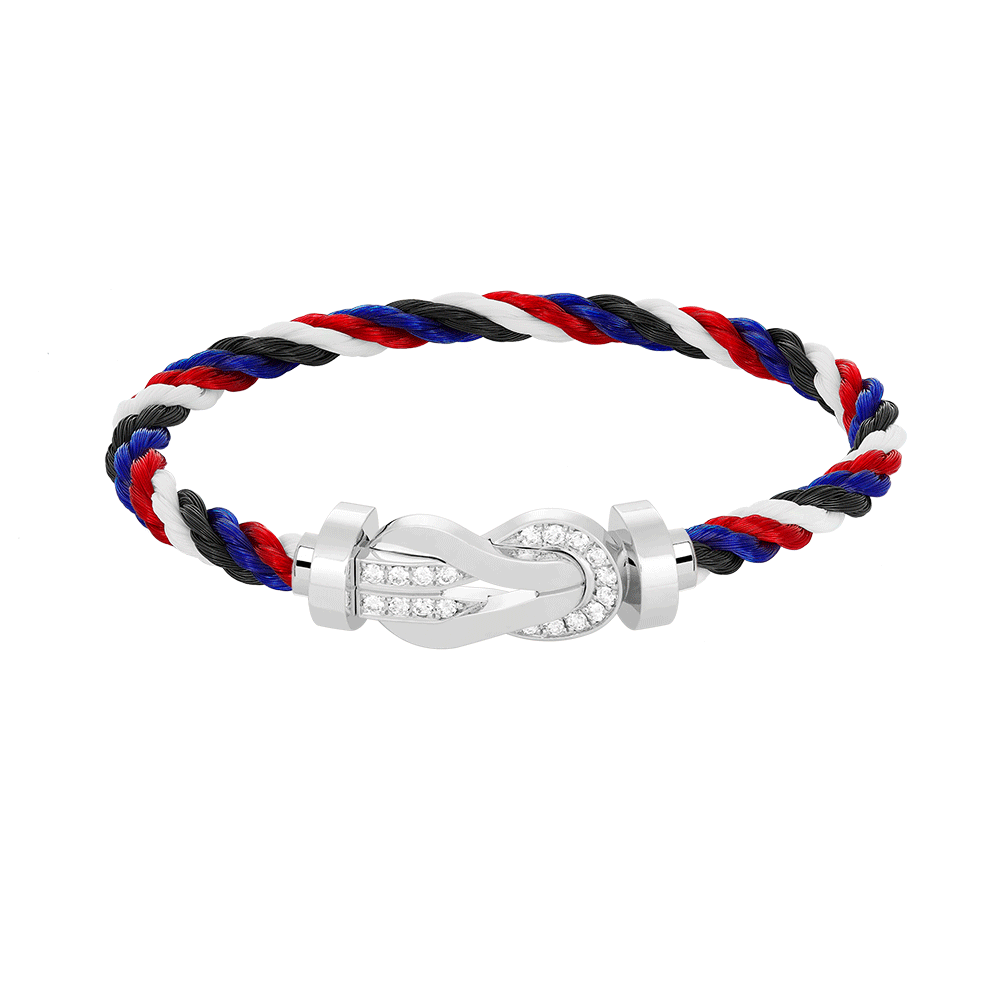 [Loran]LARGE 8-FIGURE BUCKLE HALF DIAMOND BRACELET - WHITE GOLD