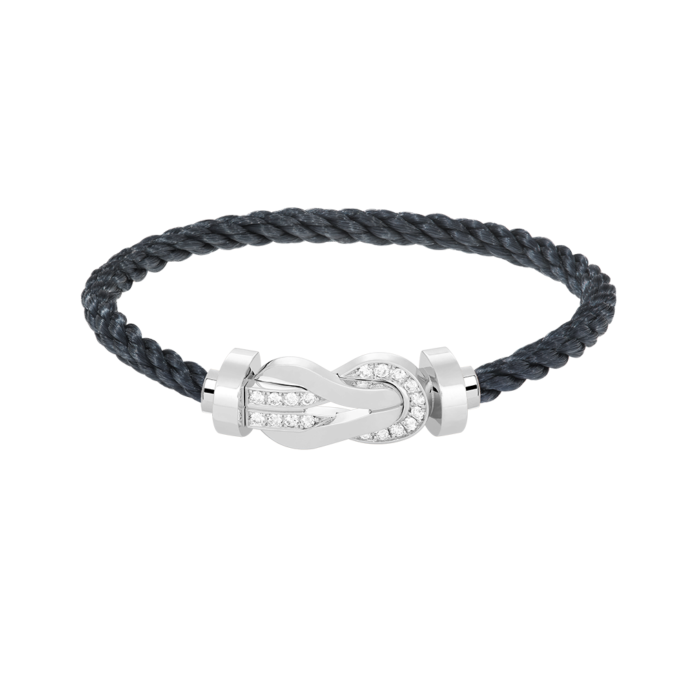 [Loran]LARGE 8-FIGURE BUCKLE HALF DIAMOND BRACELET - WHITE GOLD