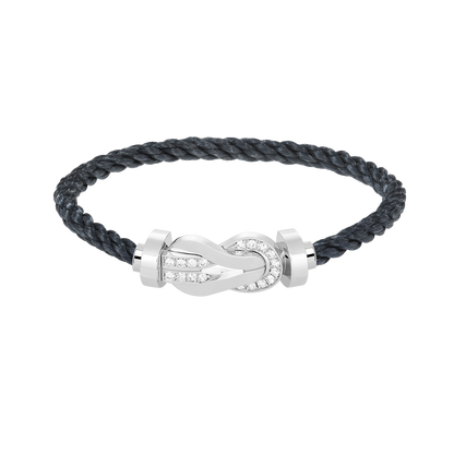[Loran]LARGE 8-FIGURE BUCKLE HALF DIAMOND BRACELET - WHITE GOLD