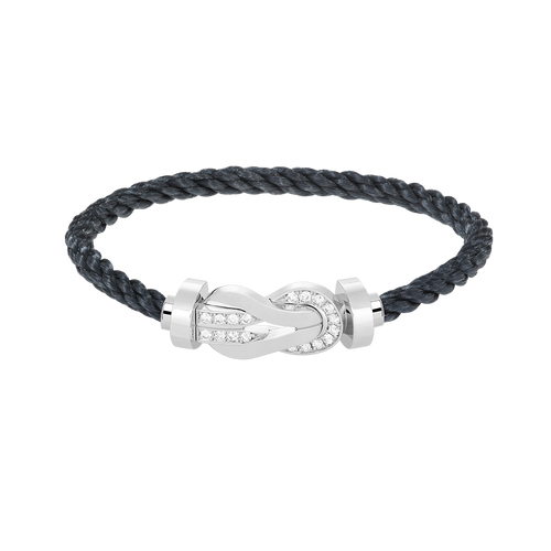 [Loran]LARGE 8-FIGURE BUCKLE HALF DIAMOND BRACELET - WHITE GOLD