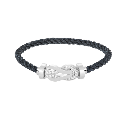 [Loran]LARGE 8-FIGURE BUCKLE HALF DIAMOND BRACELET - WHITE GOLD