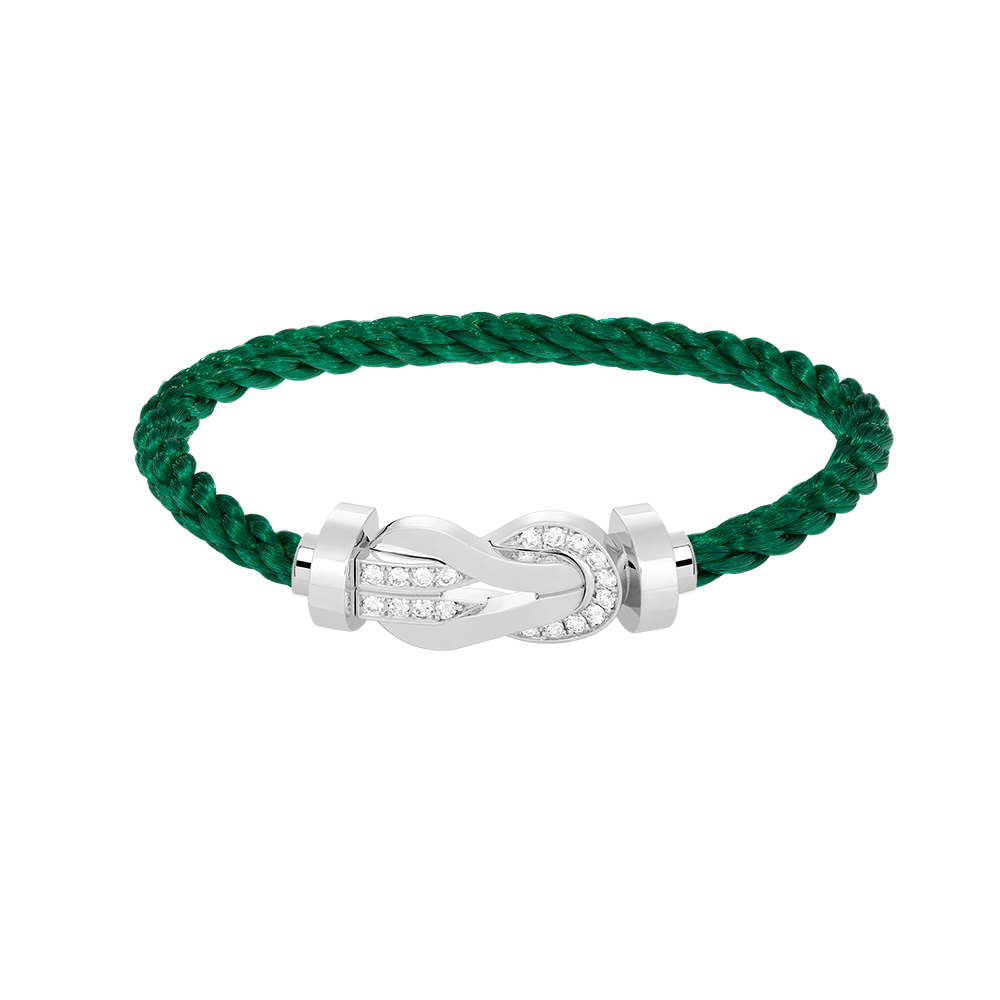[Loran]LARGE 8-FIGURE BUCKLE HALF DIAMOND BRACELET - WHITE GOLD