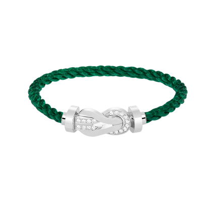 [Loran]LARGE 8-FIGURE BUCKLE HALF DIAMOND BRACELET - WHITE GOLD