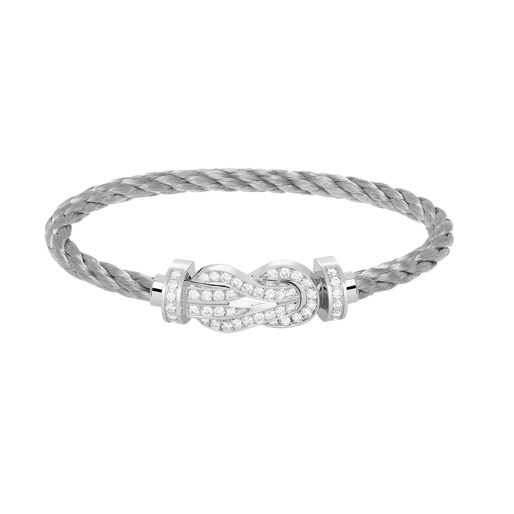 [Loran]LARGE 8-FIGURE BUCKLE FULL DIAMOND BRACELET -WHITE GOLD