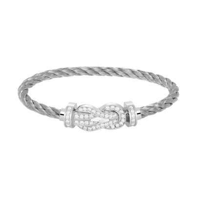 [Loran]LARGE 8-FIGURE BUCKLE FULL DIAMOND BRACELET -WHITE GOLD