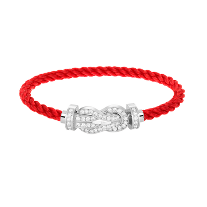 [Loran]LARGE 8-FIGURE BUCKLE FULL DIAMOND BRACELET -WHITE GOLD