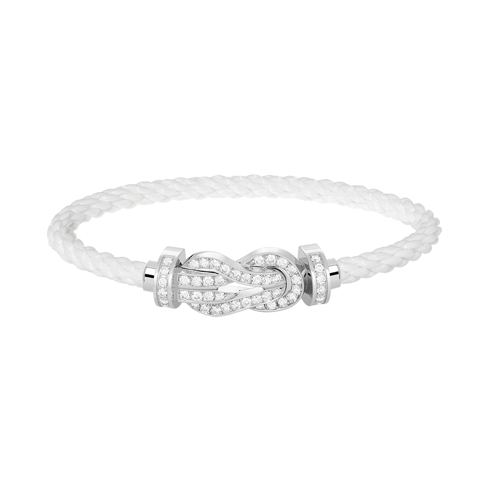 [Loran]LARGE 8-FIGURE BUCKLE FULL DIAMOND BRACELET -WHITE GOLD