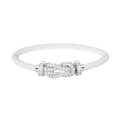 [Loran]LARGE 8-FIGURE BUCKLE FULL DIAMOND BRACELET -WHITE GOLD