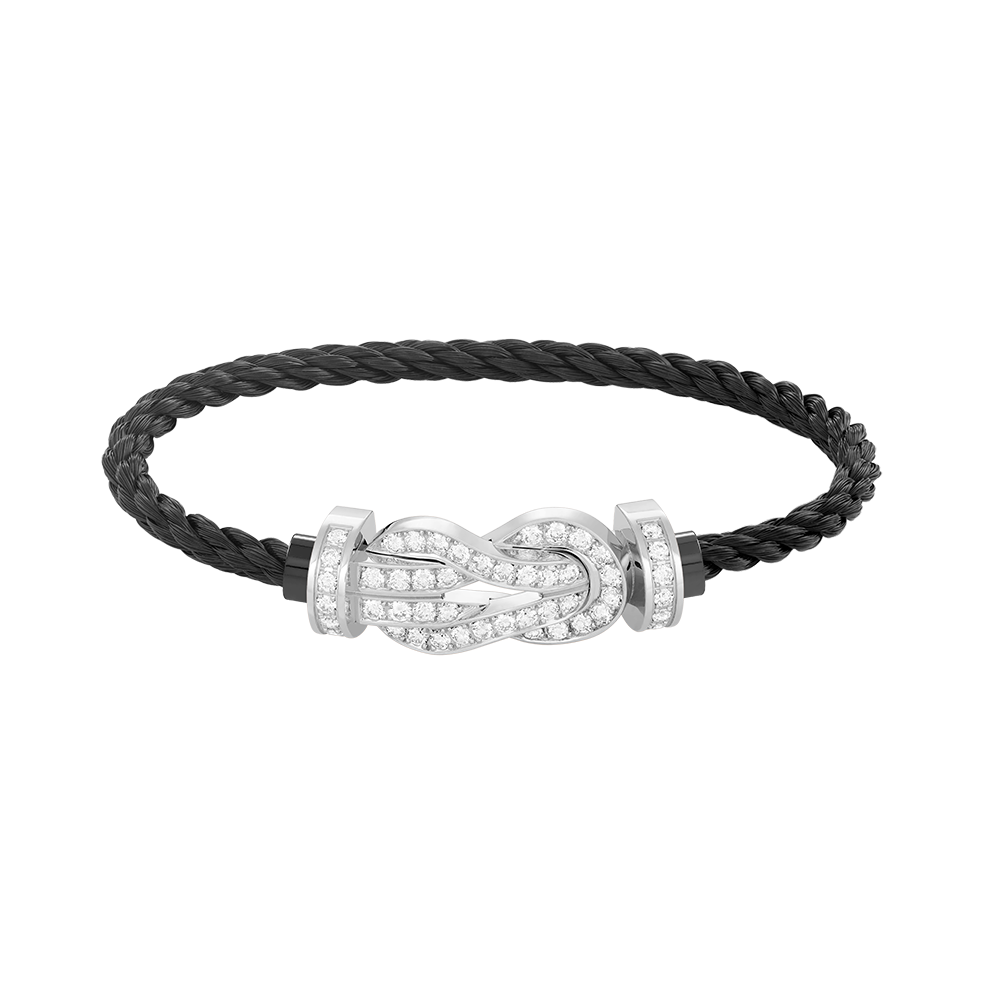[Loran]LARGE 8-FIGURE BUCKLE FULL DIAMOND BRACELET -WHITE GOLD