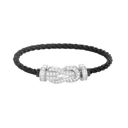 [Loran]LARGE 8-FIGURE BUCKLE FULL DIAMOND BRACELET -WHITE GOLD