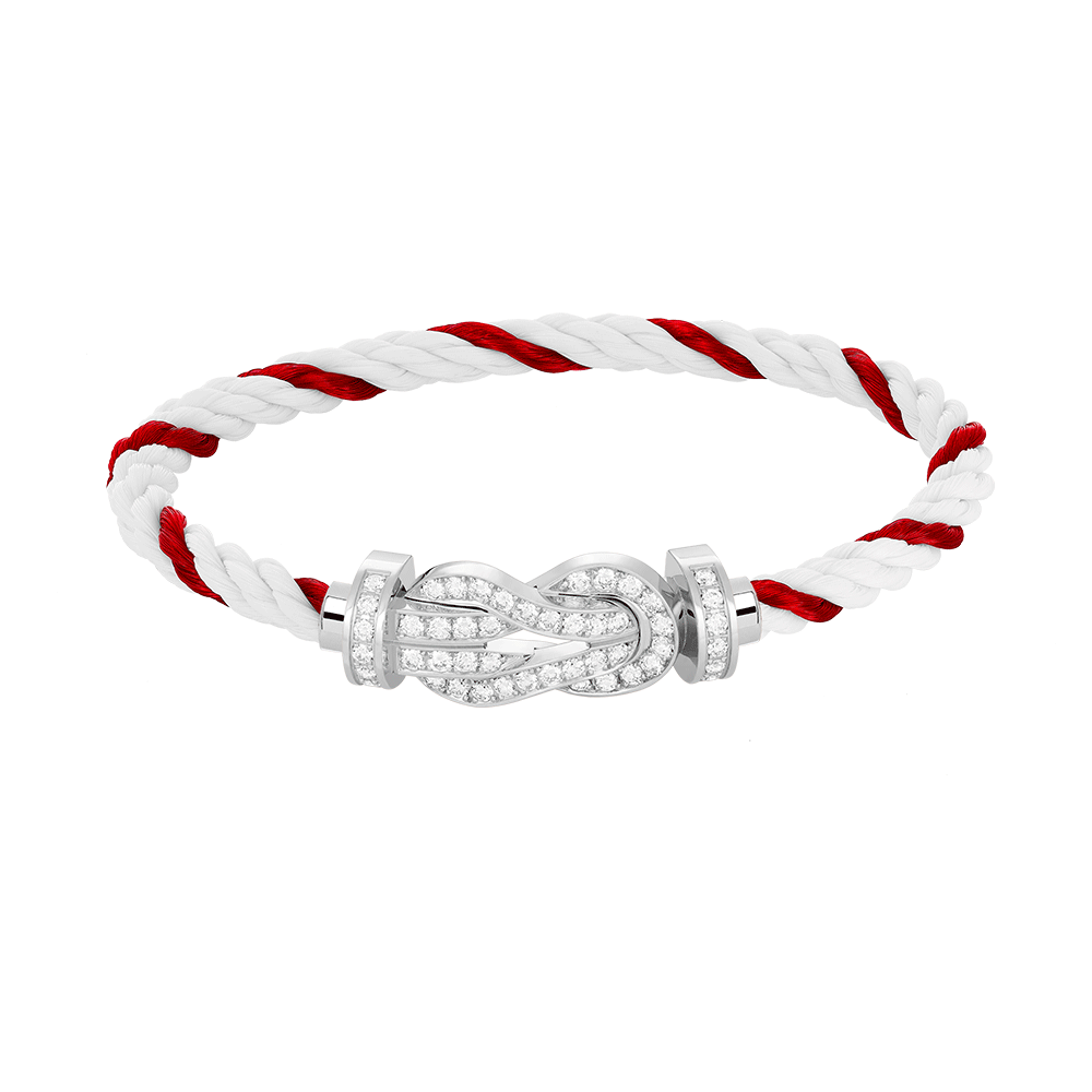 [Loran]LARGE 8-FIGURE BUCKLE FULL DIAMOND BRACELET -WHITE GOLD