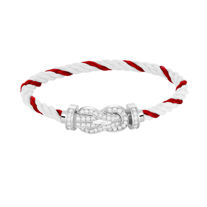 [Loran]LARGE 8-FIGURE BUCKLE FULL DIAMOND BRACELET -WHITE GOLD