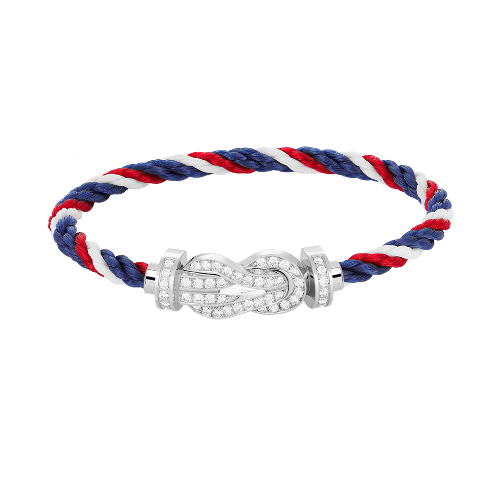 [Loran]LARGE 8-FIGURE BUCKLE FULL DIAMOND BRACELET -WHITE GOLD