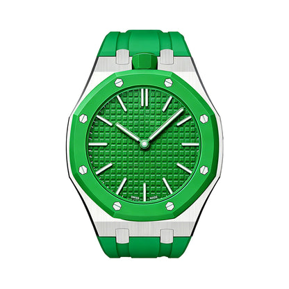 [Loran]OAK POP GREEN STEEL SILICONE STRAP