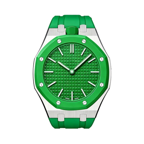 [Loran]OAK POP GREEN STEEL SILICONE STRAP